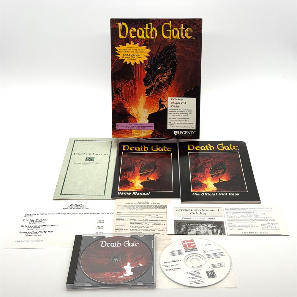 Death Gate PC‎ Game 1994 Legend Big Box Complete CIB w/ Hint Book CD-ROM Lot